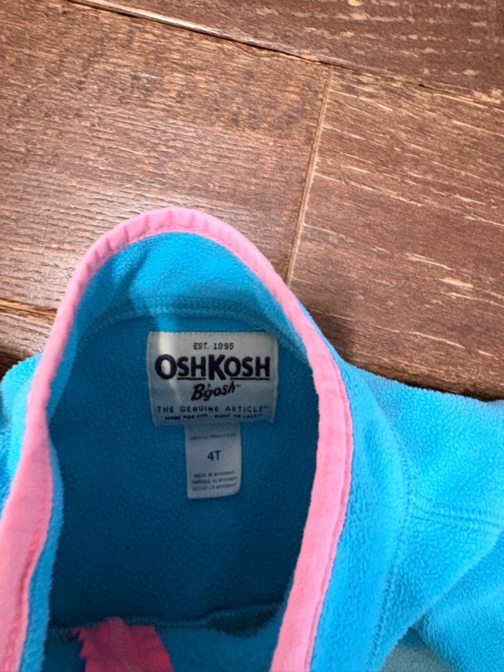 OshKosh B'gosh Aqua Fleece Jacket with Pink Trimt - Picture 2 of 2